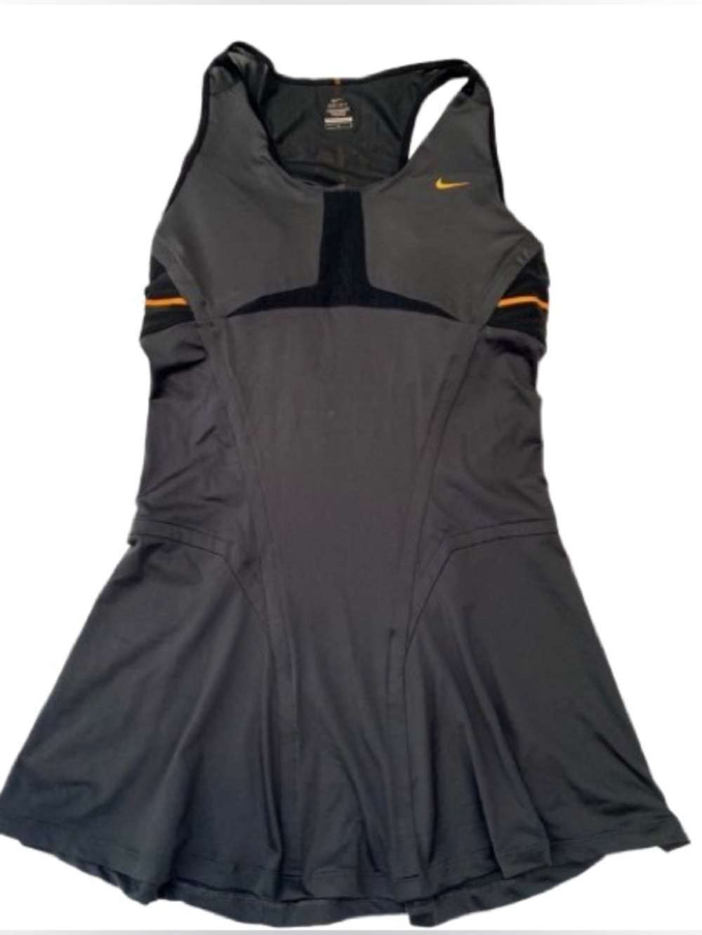 NIKE MARIA SHARAPOVA SKYLINE Black Grey and Golden Yellow Tennis Dress LARGE